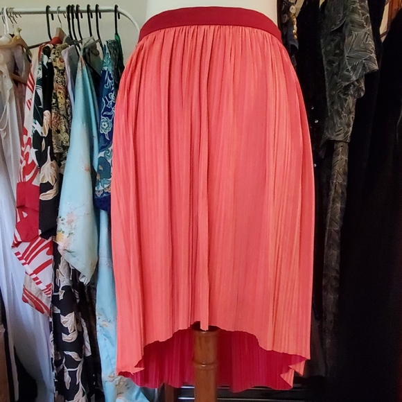 Crystal Pleat Assymetrical Hi-Low Two-tone Skirt - Picture 4 of 4